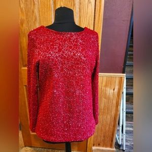 Jennifer Lopez size extra long sleeve, red blouse.